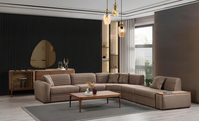 Kanapa Narożnikowa kanapa Sofa sztuczna skóra Brązowa Sofa tapicerowana Salon Sofa skórzana
