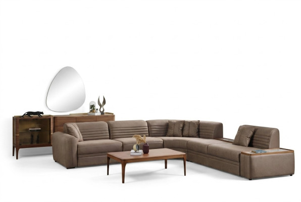 Kanapa Narożnikowa kanapa Sofa sztuczna skóra Brązowa Sofa tapicerowana Salon Sofa skórzana