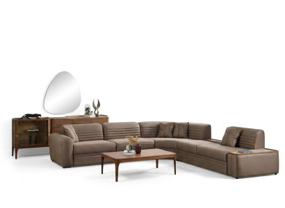 Kanapa Narożnikowa kanapa Sofa sztuczna skóra Brązowa Sofa tapicerowana Salon Sofa skórzana