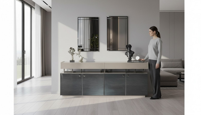 Kredens z Lustro Kredens Ustawić Szafę Modern Kredens Grey