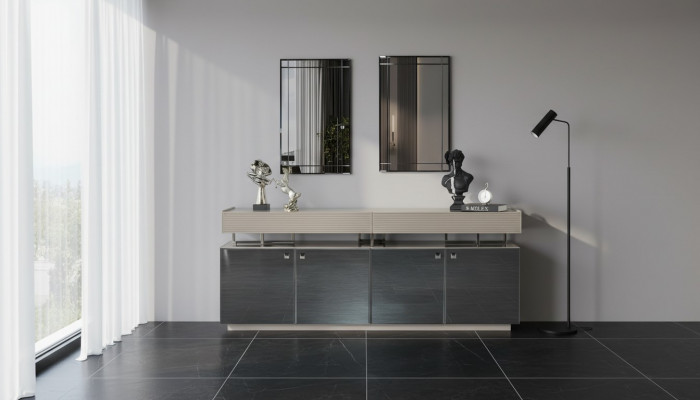 Kredens z Lustro Kredens Ustawić Szafę Modern Kredens Grey