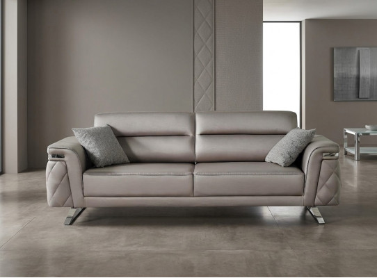 Sofa trzyosobowa 3 miejsce do siedzenia Tapicerowana sofa w kolorze szarym o nowoczesnym designie