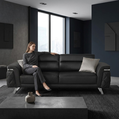 Nowoczesna trzyosobowa sofa materiałowa sofa 3 miejsce do siedzenia tapicerowana sofa Czarny design