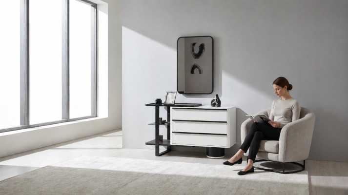 Toaletka Stół konsolowy z Lustro Toaletka Modern Drewno Biały