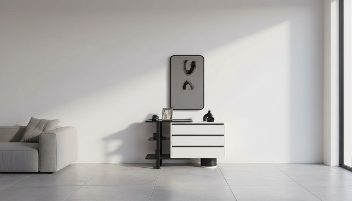 Toaletka Stół konsolowy z Lustro Toaletka Modern Drewno Biały