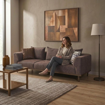 Sofa czteroosobowa 4 miejsce do siedzenia kanapa brązowa sofa tapicerowana sofa nowoczesna