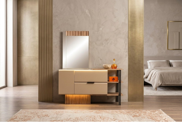 Toaletka Toaletka Stół konsolowy Drewno Sypialnia Beige Modern