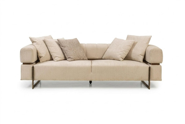 Beżowa trzyosobowa designerska sofa materiałowa Meble tapicerowane Luksusowe 3-miejsce siedzenia