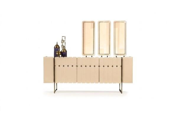 Nowoczesny kredens w kolorze beżowym Luxurious Kredens Exclusive x3 Lustro 4 szt