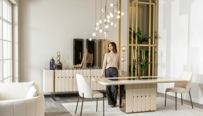 White Noble jadalnia Grupa Designer Stal nierdzewna Tabela Luxurious x6 Krzesła