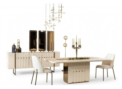White Noble jadalnia Grupa Designer Stal nierdzewna Tabela Luxurious x6 Krzesła