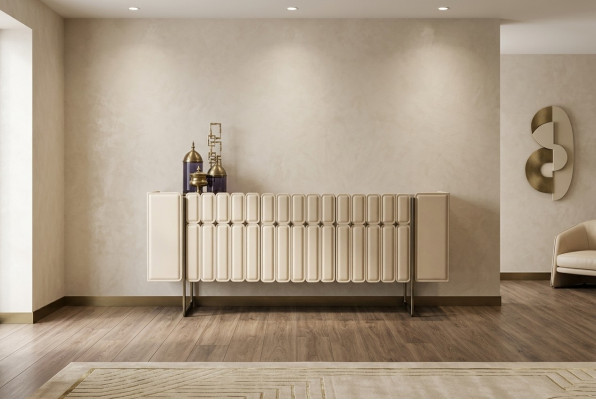 Beżowe Drewno Kredens Designerski Kredens Komoda Drewniana Szafka Luksusowe Meble