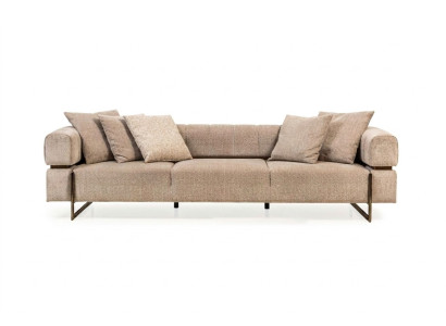 Beżowa czteroosobowa designerska sofa materiałowa tapicerowane sofy do salonu kanapy