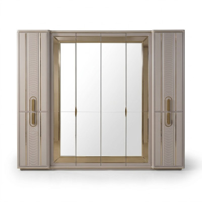 Luksusowa szafa drewniana Szafa z Lustro Beige