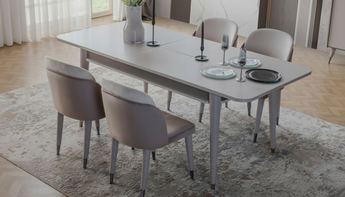 Luksusowy stół rozkładany Tabela Designer Moderne jadalnia Włókienniczy Krzesła