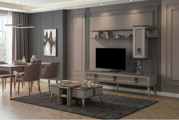 Designerski salon Ustawić stojak TV Drewno półki stolik kawowy RTV Nowość