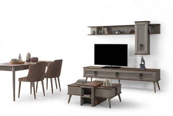 Designerski salon Ustawić stojak TV Drewno półki stolik kawowy RTV Nowość