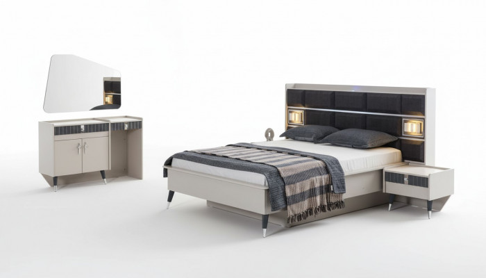 Sypialnia Ustawić Luksusowe łóżko Designer Toaletka konsola 5-częściowy zestaw