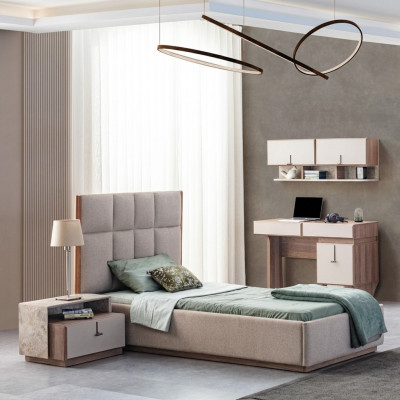 żłobek Meble designerskie łóżko jednoosobowe Drewno Stolik nocny Biurko 4-częściowe