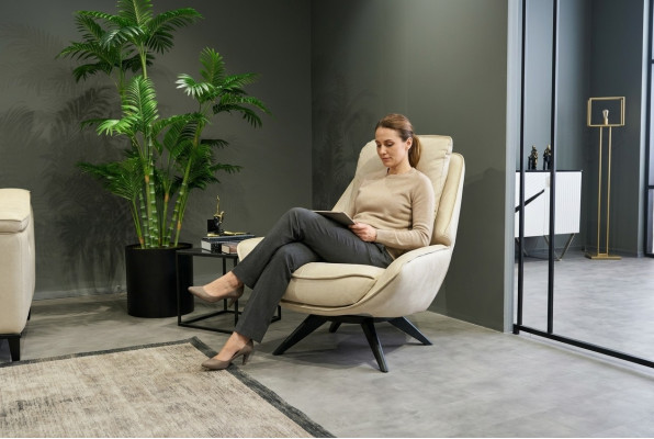 Beżowa skóraFotel Living Room ClubFotel Designe Single Seater Noble Meble