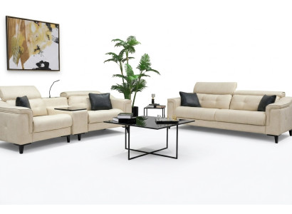 Beżowy Skóra Zestaw sofowy designerski komplet 3-miejsce do siedzenia dwumiejscowa kanapa 2-częściowy