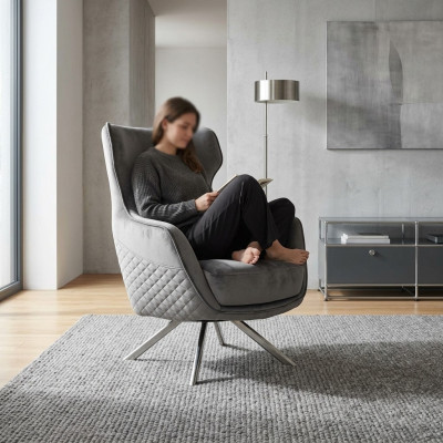 Innowacyjny Szary Fotel Luksusowy ClubFotel Salon LehnFotel