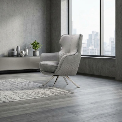 Innowacyjny Szary Fotel Luksusowy ClubFotel Salon LehnFotel