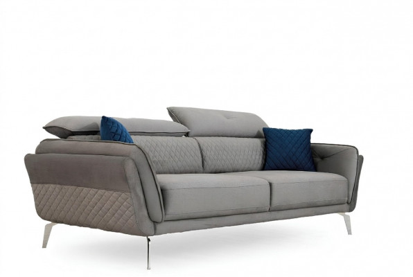 Szara Sofa Tkaninowa Luksusowa Tapicerowana Kanapa Nowoczesna Trzyosobowa Sofa Włókienniczy Meble