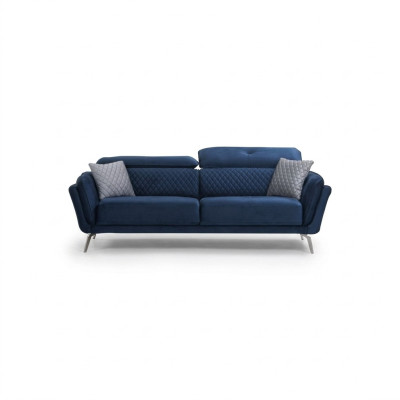 Niebieska Sofa Włókiennicza Nowoczesny Salon Trzyosobowa Luksusowa 3-miejsce siedzące Sofa