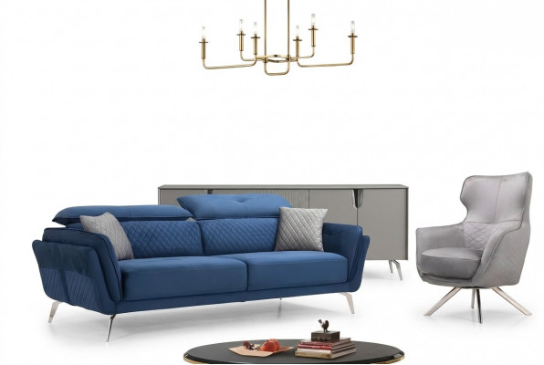 Wykwintny zestaw sofowy Blue trzymiejscowy designerski Fotel Podkładka Meble