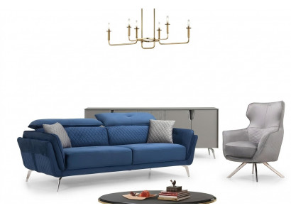 Wykwintny zestaw sofowy Blue trzymiejscowy designerski Fotel Podkładka Meble