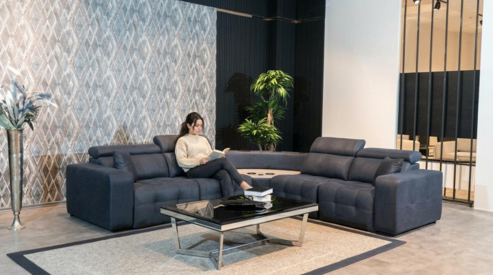 Narożnikowa kanapa skórzana sofa w kształcie litery L duża sofa szara kanapa projekt salonu