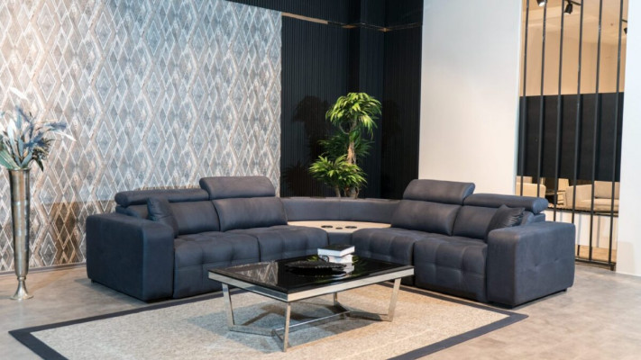 Narożnikowa kanapa skórzana sofa w kształcie litery L duża sofa szara kanapa projekt salonu