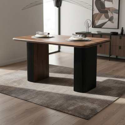 Stół drewniany stół do jadalni Stół obiadowy 140 cm Tabela Drewno Brown jadalnia