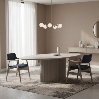 Luksusowa grupa jadalniana Kompletna jadalnia Stół obiadowy Krzesła 7-częściowa beżowa jadalnia