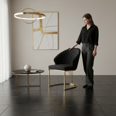 Krzesło tapicerowane krzesło do jadalni krzesło drewniane krzesło kuchenne Czarny Modern Gold