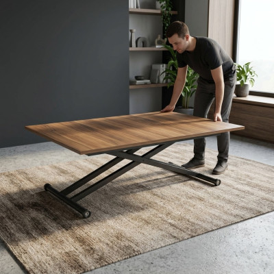 Stół obiadowy stolik kawowy Możliwość przedłużenia Tabela Drewno Stolik kawowy brązowy 120 cm