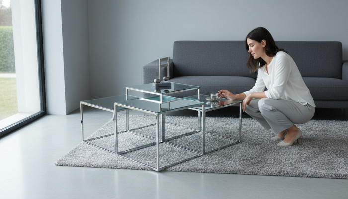 Srebrny stolik kawowy Tabela stolik kawowy Stolik sofa stolik salon