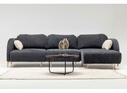 Sofa w kształcie litery L, sofa tapicerowana, sofa materiałowa, szara sofa, sofa do siedzenia w tkaninie.