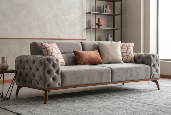 Sofa kanapa tapicerowana trzyosobowa sofa 3 osobowa kanapa z tkaniny szara nowoczesna