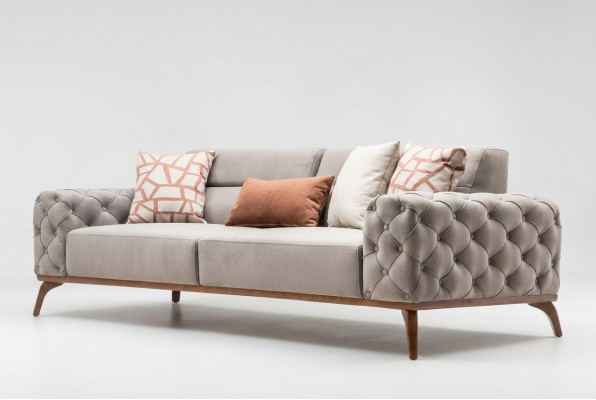 Sofa kanapa tapicerowana trzyosobowa sofa 3 osobowa kanapa z tkaniny szara nowoczesna