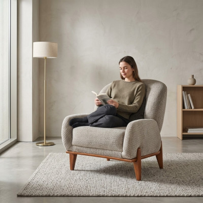 Fotel EarsFotel FabricFotel Grey Podkładka Siedziba Salon Jednomiejscowa