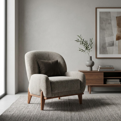 Fotel EarsFotel FabricFotel Grey Podkładka Siedziba Salon Jednomiejscowa