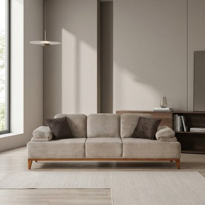 Sofa trzyosobowa 3 miejsce siedzące sofa materiałowa sofa tapicerowana beżowa kanapa nowoczesna
