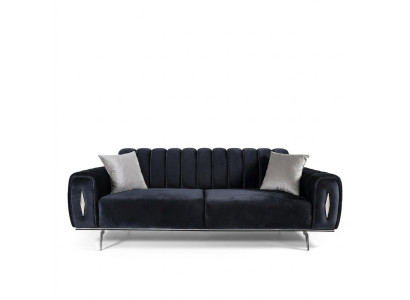 Designerska trzyosobowa sofa czarna 3 miejsce do siedzenia sofa materiałowa sofa tapicerowana kanapa