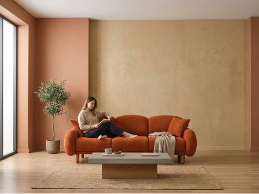 Sofa tapicerowana pomarańczowa sofa trzyosobowa 3 miejsce do siedzenia sofa materiałowa kanapa nowoczesna