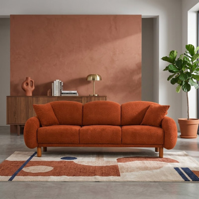 Sofa tapicerowana pomarańczowa sofa trzyosobowa 3 miejsce do siedzenia sofa materiałowa kanapa nowoczesna