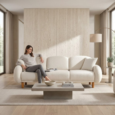 Kanapa trzyosobowa Sofa 3-osobowa Sofa materacowa Biała Biała Nowoczesna