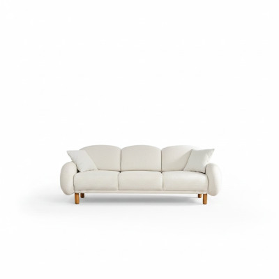 Kanapa trzyosobowa Sofa 3-osobowa Sofa materacowa Biała Biała Nowoczesna