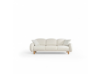 Kanapa trzyosobowa Sofa 3-osobowa Sofa materacowa Biała Biała Nowoczesna